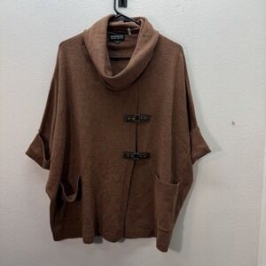 REPEAT Silver Edition Poncho Shawl 36/XS Boho Western Oversized Wool Cashmere